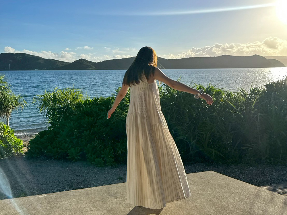 旅を楽しむ藤井明子さんのようす